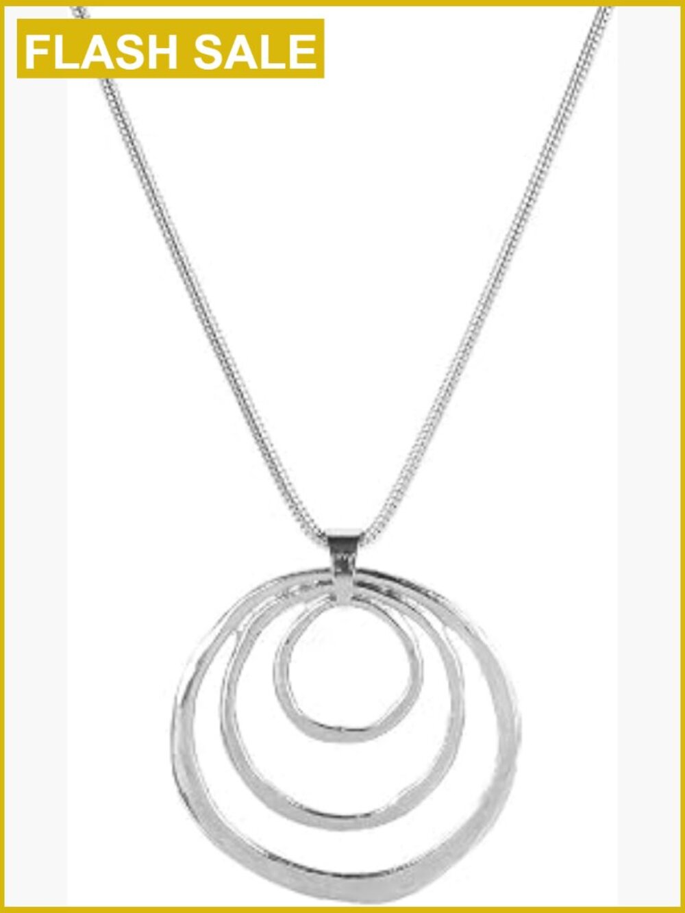 Triple Concentric Circle Pendant Long Necklace Women Statement Jewelry